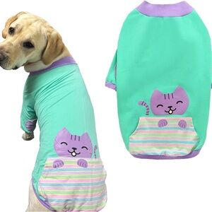 Dog Pocket T-Shirt Breathable Soft Green Cotton